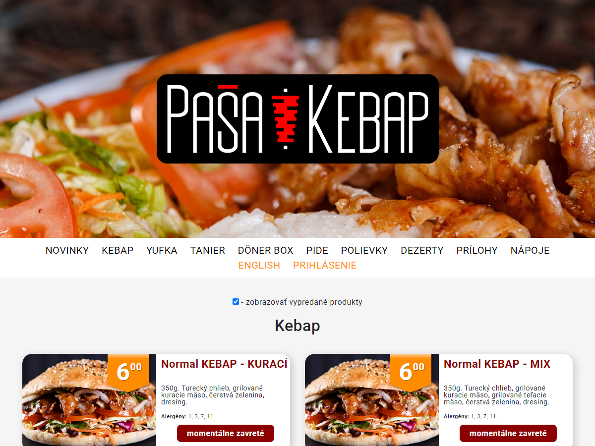 Ukážka projektu Paša Kebap Martin