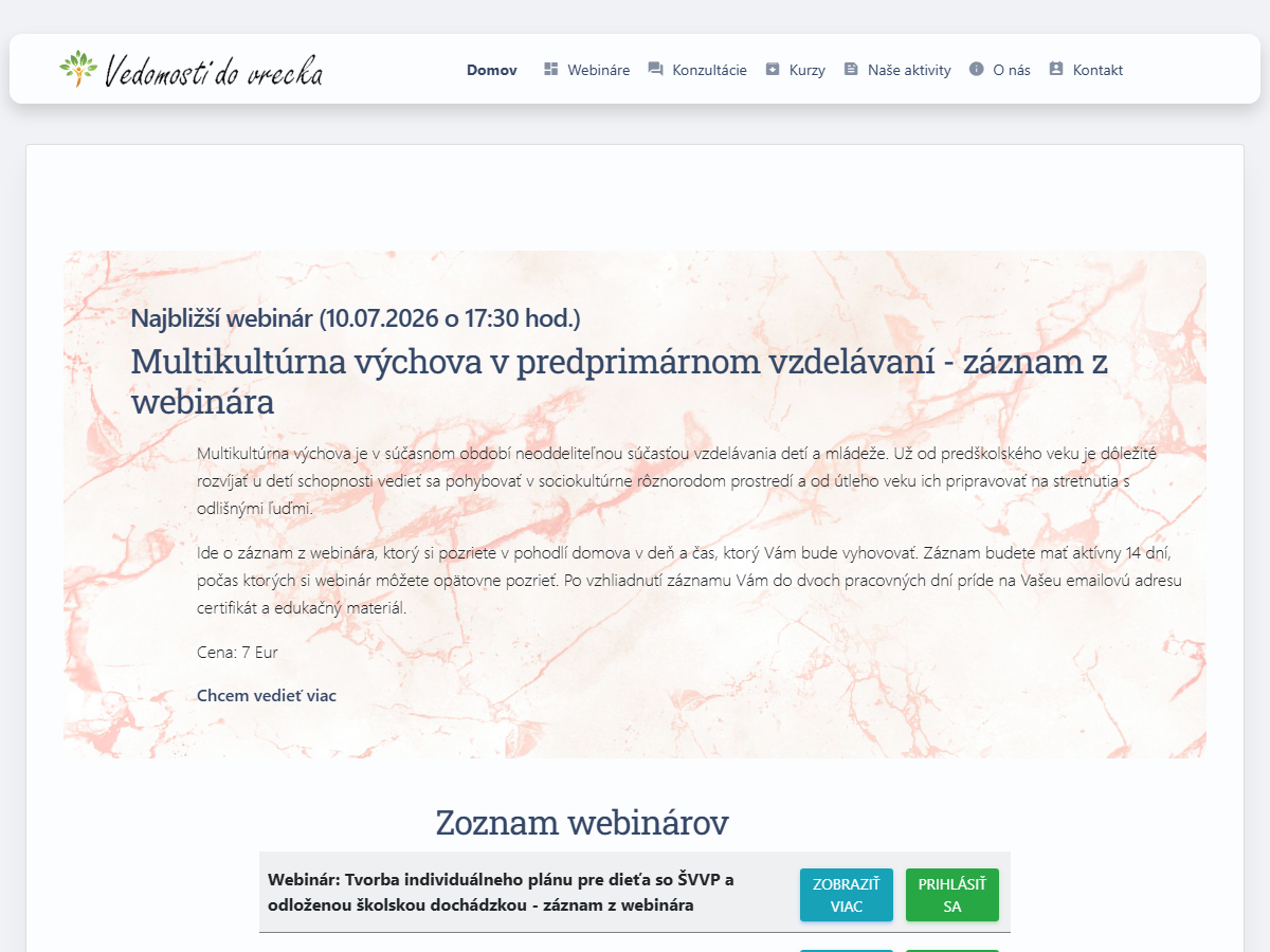 Ukážka projektu Vedomosti do vrecka